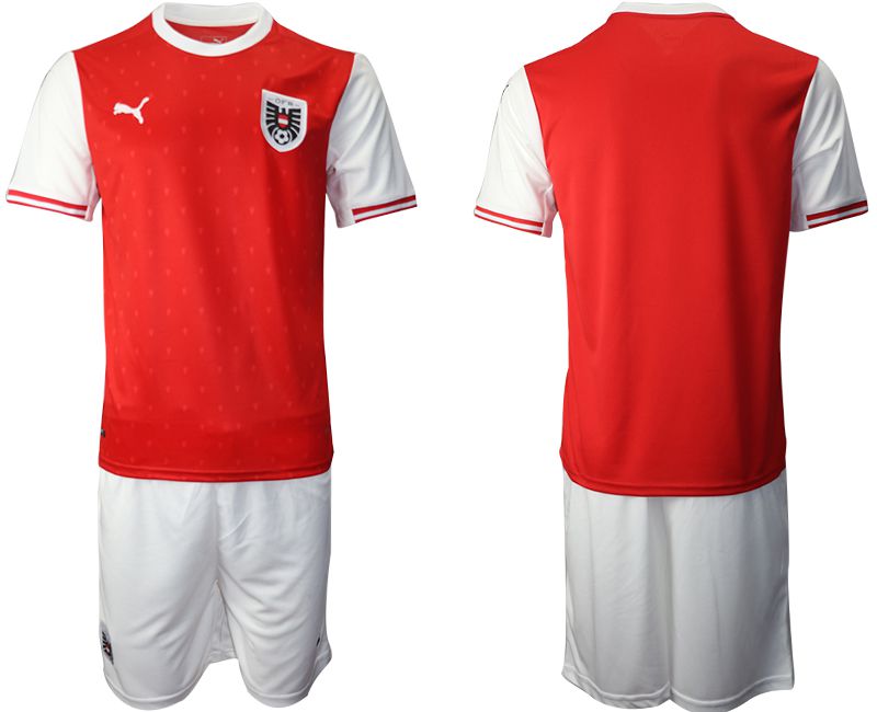 Men 2020-2021 European Cup Austria home red blank Soccer Jersey->austria jersey->Soccer Country Jersey